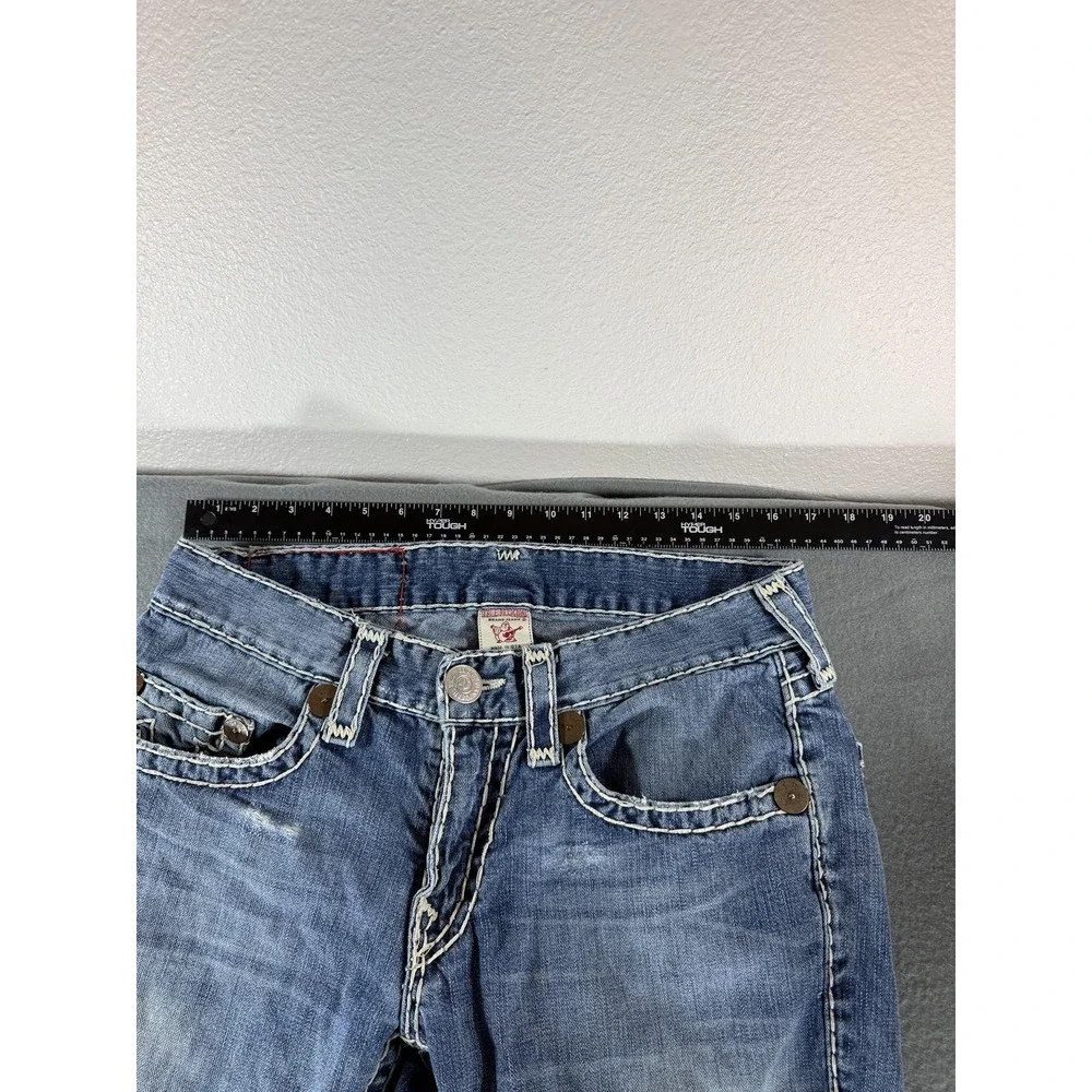 True Religion Bobby Super T Jeans Mens 32 Med Wash Relaxed Bootcut Distressed